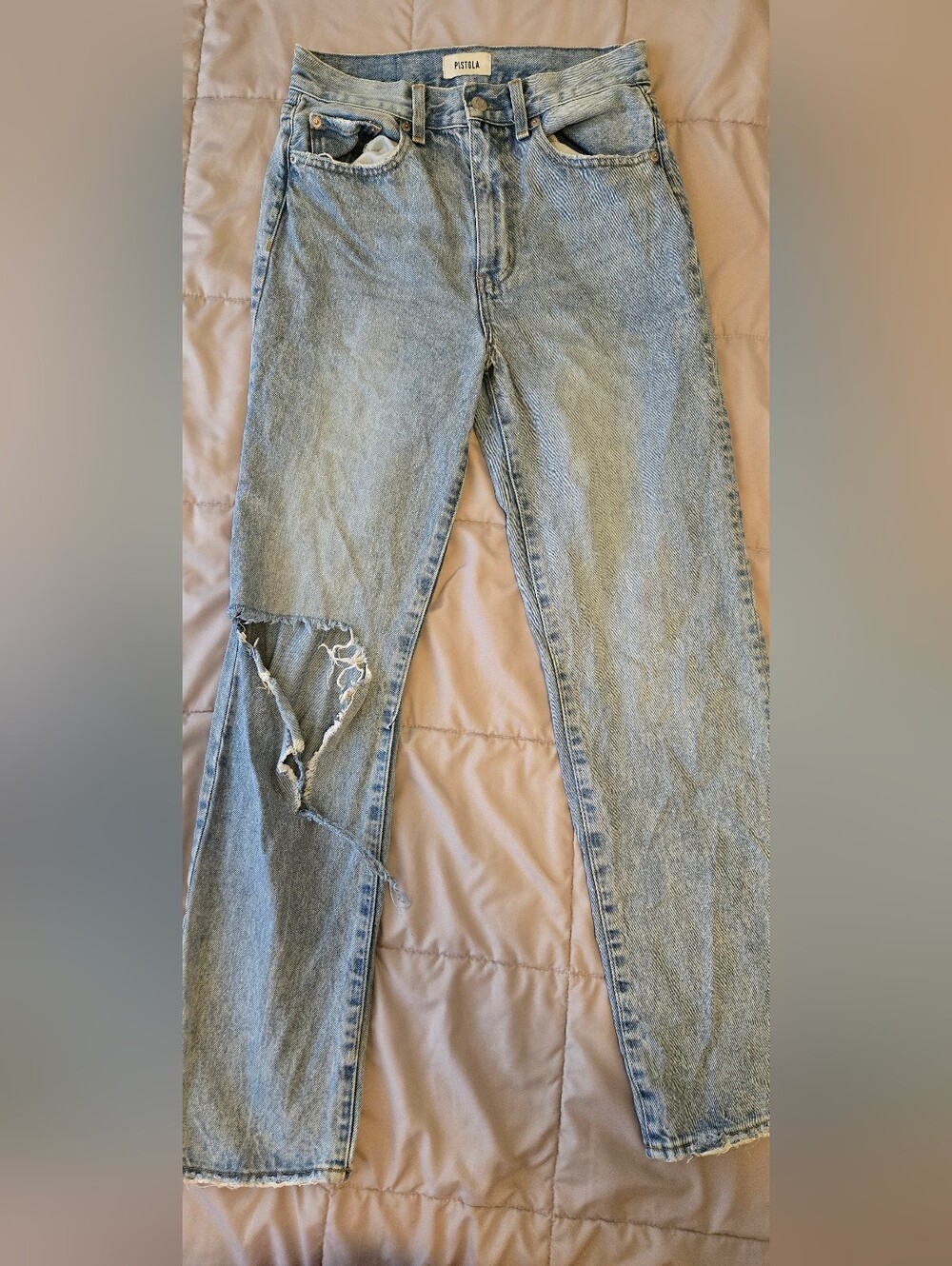Anthropologie Pistola Light Blue Distressed Straight-Leg Jeans